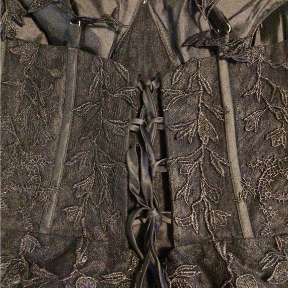 Black Spaghetti strap Maxi Gown with Embellished Appliqués - Picture 16 of 16